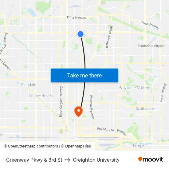Greenway Pkwy & 3rd St to Creighton University map