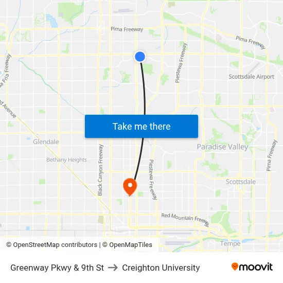 Greenway Pkwy & 9th St to Creighton University map