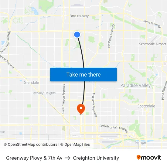 Greenway Pkwy & 7th Av to Creighton University map