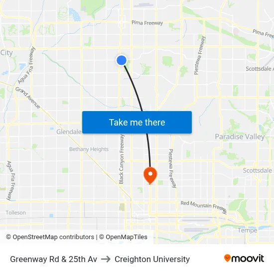 Greenway Rd & 25th Av to Creighton University map