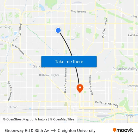 Greenway Rd & 35th Av to Creighton University map