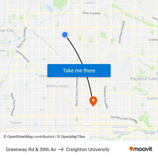 Greenway Rd & 39th Av to Creighton University map