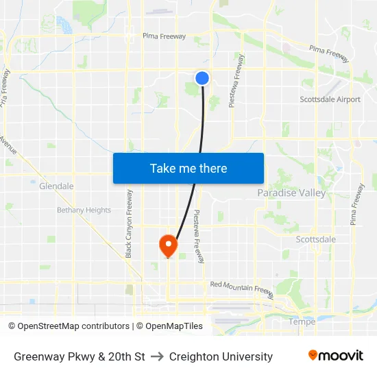 Greenway Pkwy & 20th St to Creighton University map