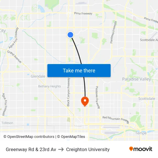 Greenway Rd & 23rd Av to Creighton University map