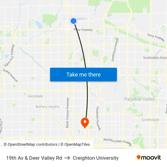 19th Av & Deer Valley Rd to Creighton University map