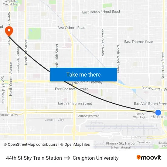 44th St Sky Train Station to Creighton University map