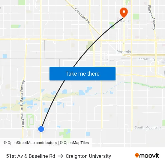 51st Av & Baseline Rd to Creighton University map