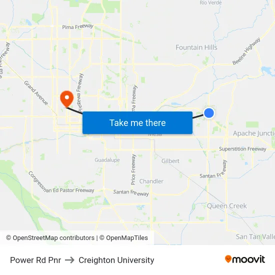 Power Rd Pnr to Creighton University map