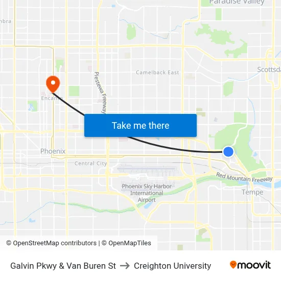 Galvin Pkwy & Van Buren St to Creighton University map