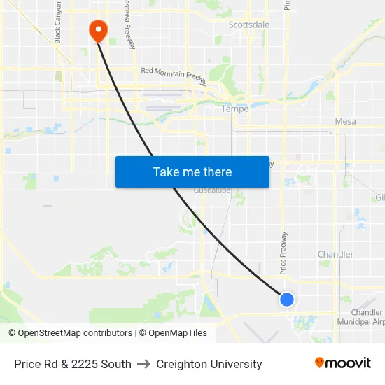 Price Rd & 2225 South to Creighton University map