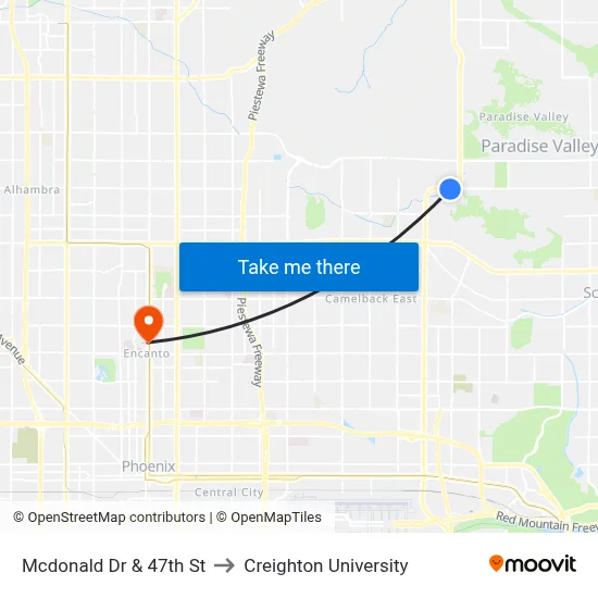 Mcdonald Dr & 47th St to Creighton University map