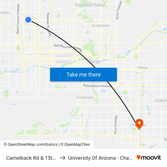 Camelback Rd & 15th Av to University Of Arizona - Chandler map