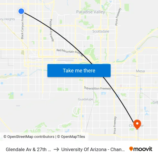 Glendale Av & 27th Av to University Of Arizona - Chandler map