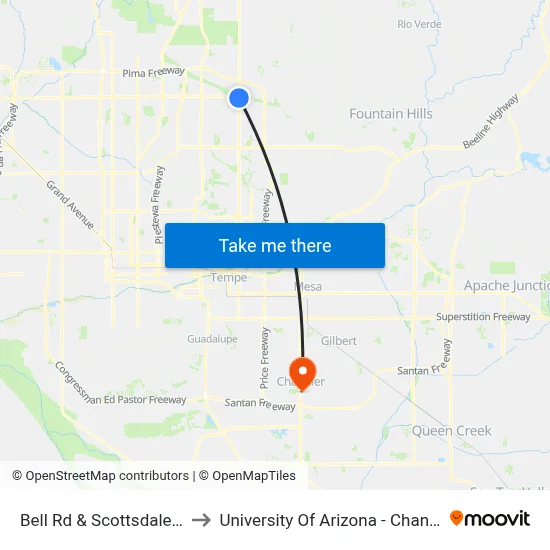 Bell Rd & Scottsdale Rd to University Of Arizona - Chandler map