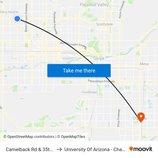 Camelback Rd & 35th Av to University Of Arizona - Chandler map