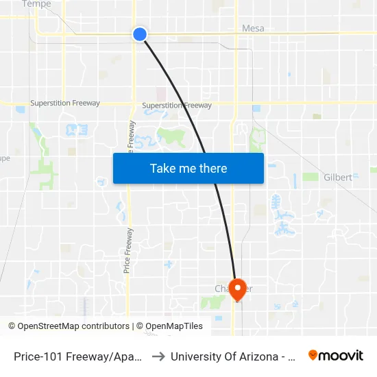 Price-101 Freeway/Apache Blvd to University Of Arizona - Chandler map