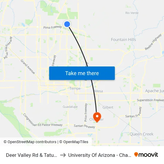 Deer Valley Rd & Tatum Bl to University Of Arizona - Chandler map