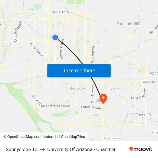 Sunnyslope Tc to University Of Arizona - Chandler map