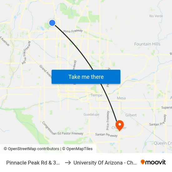 Pinnacle Peak Rd & 35th Av to University Of Arizona - Chandler map