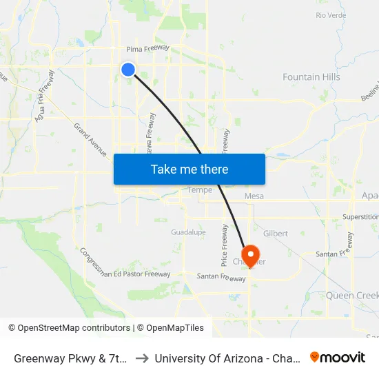 Greenway Pkwy & 7th Av to University Of Arizona - Chandler map