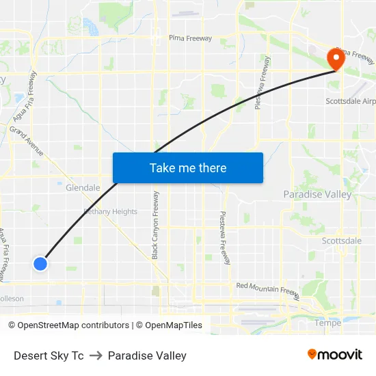 Desert Sky Tc to Paradise Valley map