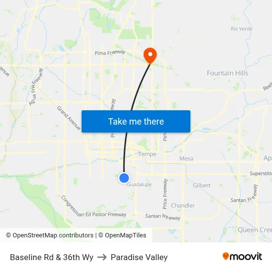 Baseline Rd & 36th Wy to Paradise Valley map
