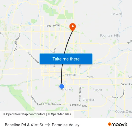 Baseline Rd & 41st St to Paradise Valley map