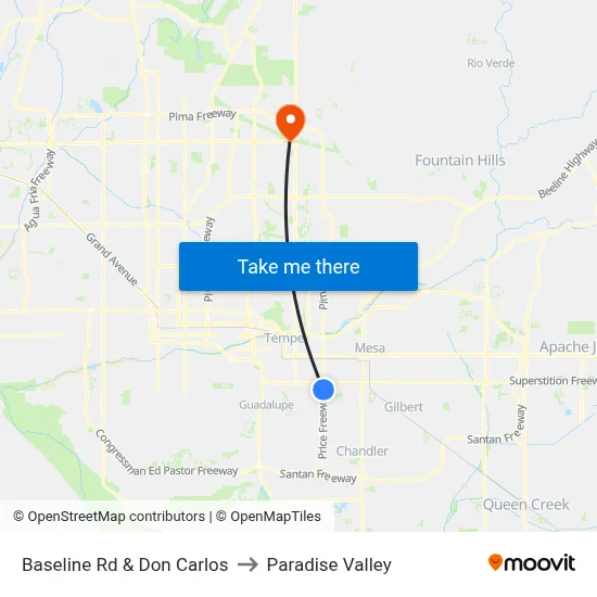 Baseline Rd & Don Carlos to Paradise Valley map