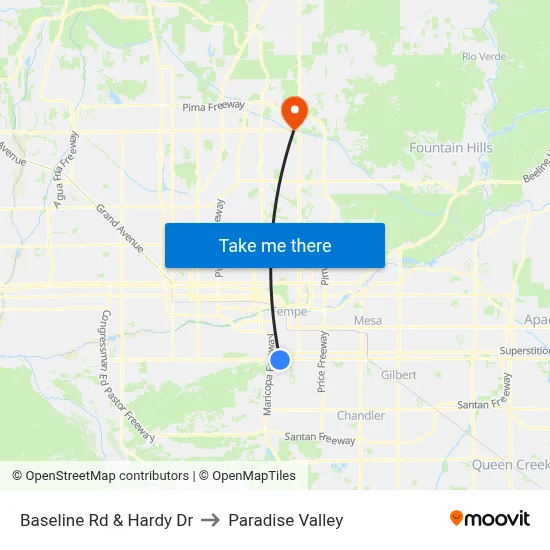 Baseline Rd & Hardy Dr to Paradise Valley map