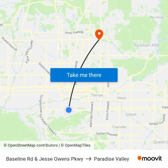 Baseline Rd & Jesse Owens Pkwy to Paradise Valley map