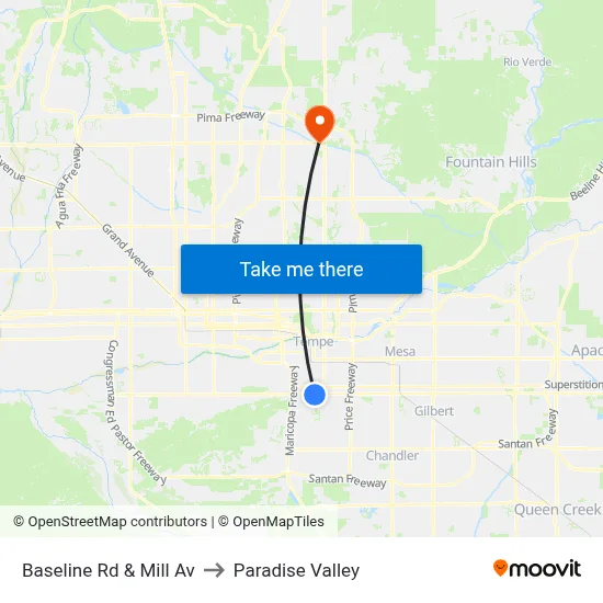 Baseline Rd & Mill Av to Paradise Valley map
