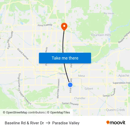 Baseline Rd & River Dr to Paradise Valley map
