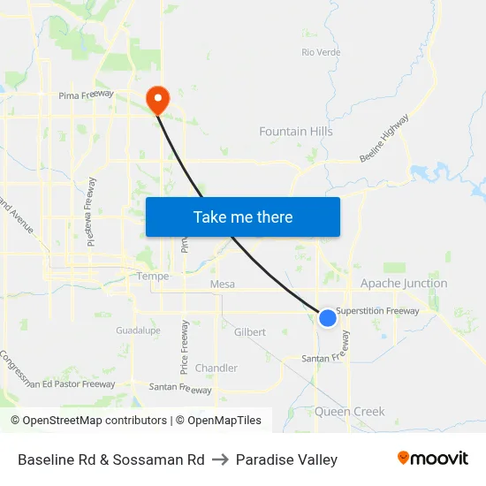 Baseline Rd & Sossaman Rd to Paradise Valley map
