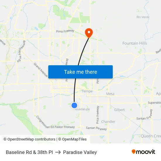 Baseline Rd & 38th Pl to Paradise Valley map