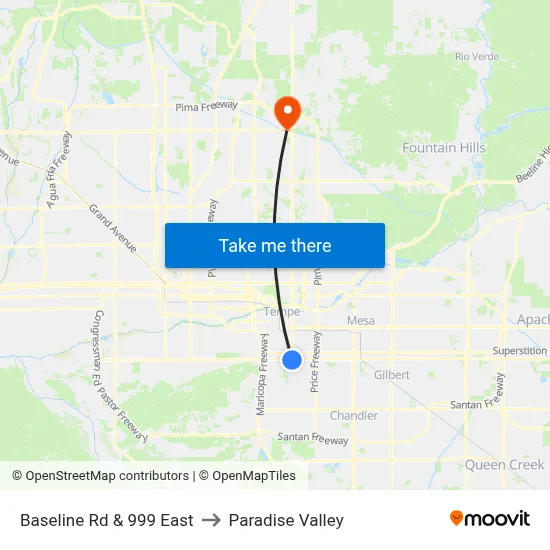 Baseline Rd & 999 East to Paradise Valley map