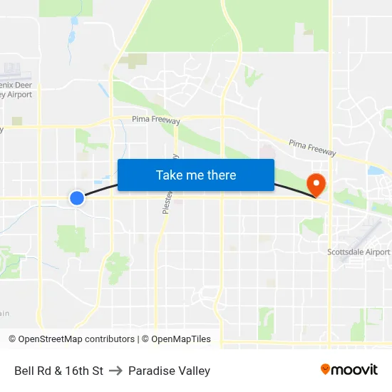 Bell Rd & 16th St to Paradise Valley map
