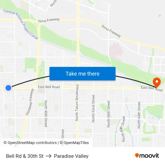 Bell Rd & 30th St to Paradise Valley map