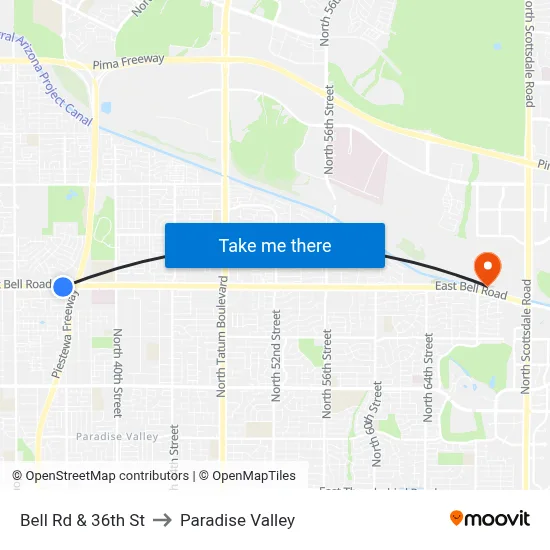 Bell Rd & 36th St to Paradise Valley map