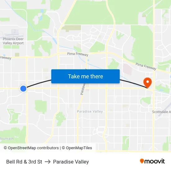 Bell Rd & 3rd St to Paradise Valley map
