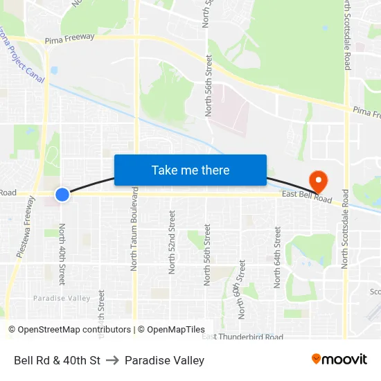 Bell Rd & 40th St to Paradise Valley map