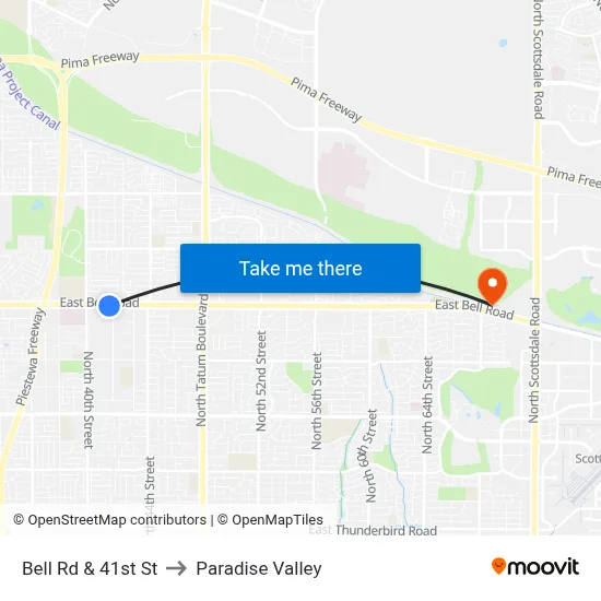 Bell Rd & 41st St to Paradise Valley map