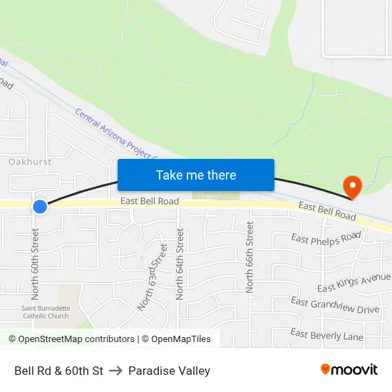Bell Rd & 60th St to Paradise Valley map