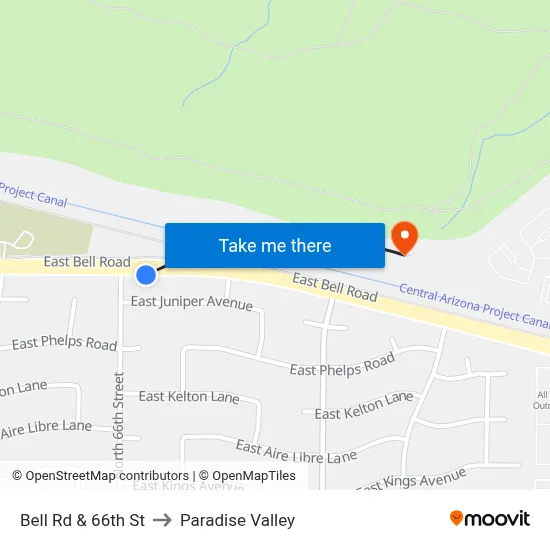 Bell Rd & 66th St to Paradise Valley map