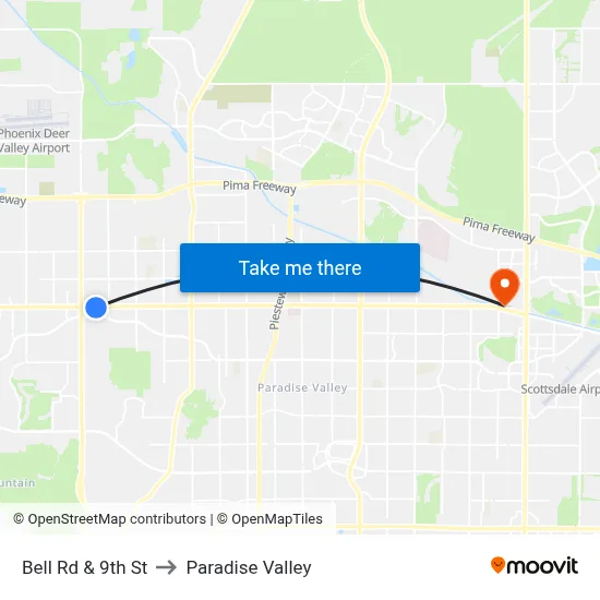 Bell Rd & 9th St to Paradise Valley map