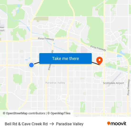 Bell Rd & Cave Creek Rd to Paradise Valley map