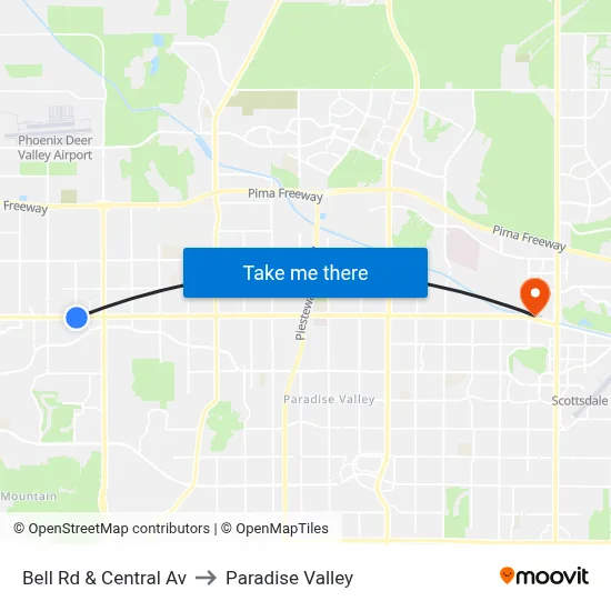 Bell Rd & Central Av to Paradise Valley map