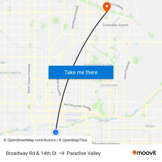 Broadway Rd & 14th St to Paradise Valley map