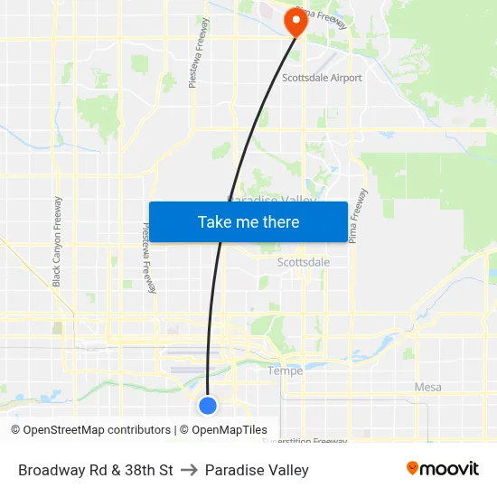 Broadway Rd & 38th St to Paradise Valley map