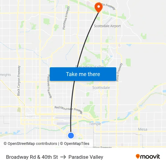 Broadway Rd & 40th St to Paradise Valley map