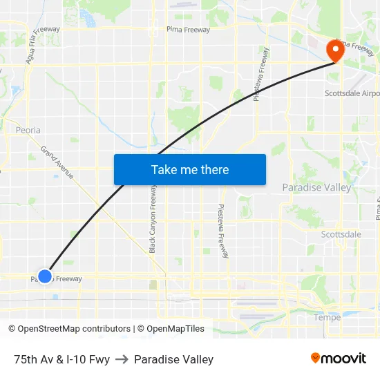 75th Av & I-10 Fwy to Paradise Valley map